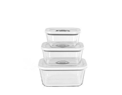 Rommelsbacher Vakuum Behälter 3er Set VCG 1 aus Glas, 350ml, 670ml und 1100ml