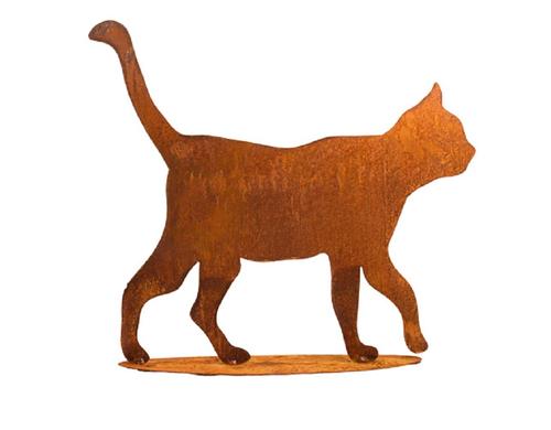 Ambiance Katze auf Platte Metall rost, 45-50 cm