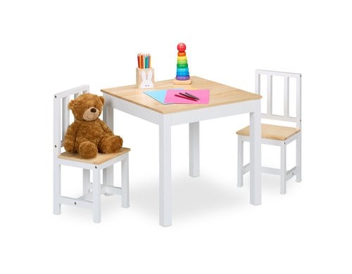 relaxdays Kindersitzgruppe 3-teilig MDF, Kiefernholz, China