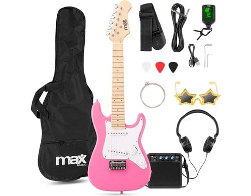 MAX GigKit Junior 1/4 PI E-Gitarrenset, Junior, 1/4, pink