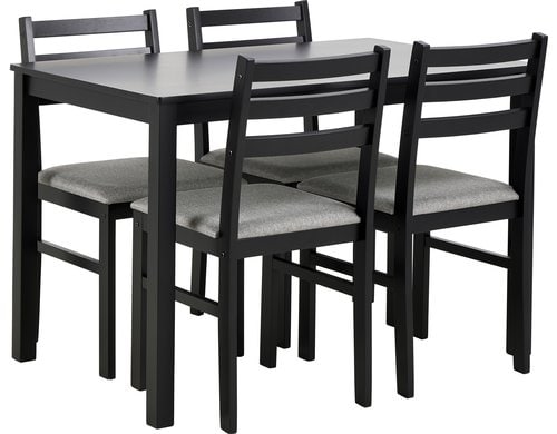AC Design Esstisch-Set Alicante Inkl. 4 Stühlen, Schwarz