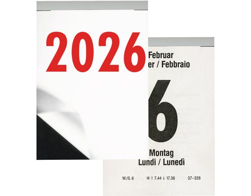 Biella Wandkalender 2026 Tagesabreisskalend 9.8 x 14.2 cm, hoch, 396 Blatt
