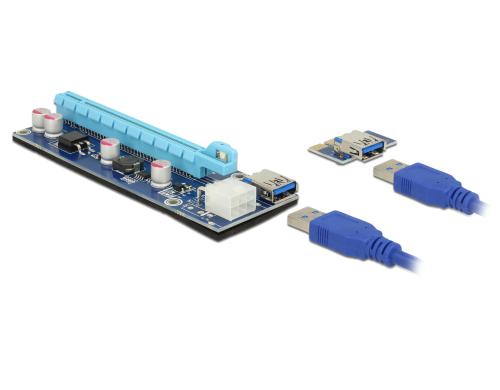 Delock PCI-Express Riserkarte, x1 zu x16 flexible Montage, 60cm, für Cryptomining