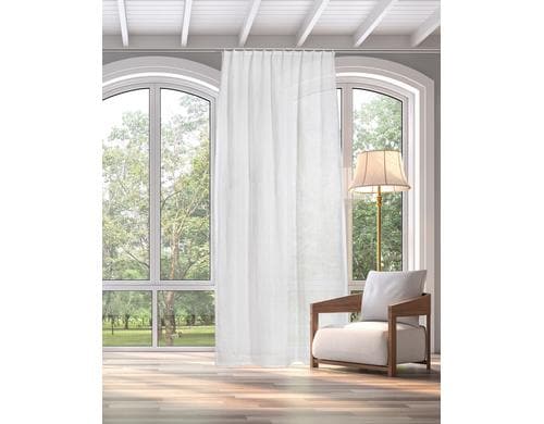 Casa Leon Fertigvorhang Leinen 100%, Ivoire 140x245 cm mit 1er Faltenband,waschbar 30°
