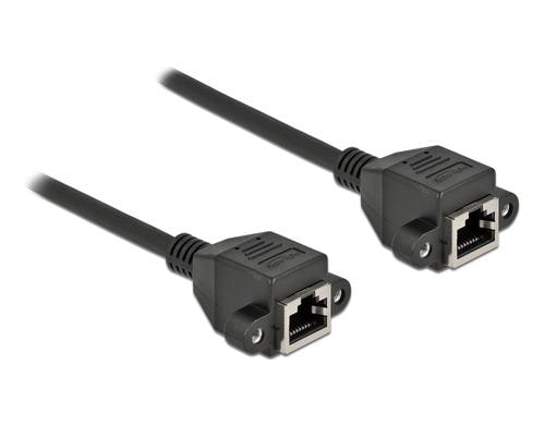 Delock Verlängerungskabel: S/FTP RJ45-RJ45 Buchse zu Buchse, Cat.6A, 3m, schwarz