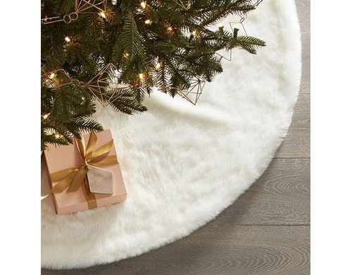 Dameco Weihnachtsbaum Rock, Plüsch Weiss, Polyester, D: 90 cm