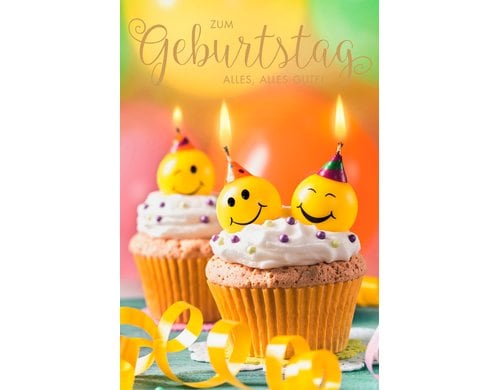 ABC Geburtstagskarte Smiley Muffin Format B6, 115 x 173 mm mit Couvert