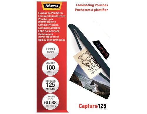Fellowes Laminierfolien 125 Mikron 100 Stück, 54x86mm
