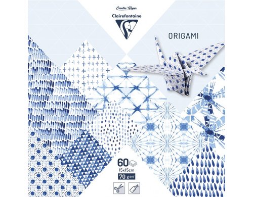 Clairefontaine Papier Origami Shibori 70g/m2, 60 Blatt, 15 x 15 cm, assortiert