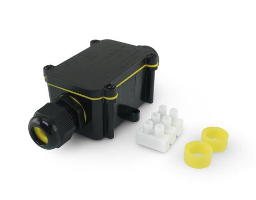 Alpha El. AP-Abzweigdose nass IP68, schwarz 2 Einführungen mit Kabelverschraubung