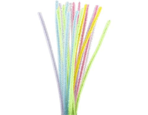 Creativ Company Chenilledraht 6 mm 24 Stück, Glitter Pastell