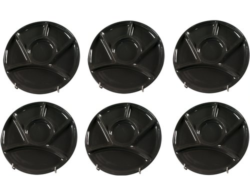 Nouvel 6er Set Fleischfondue-Teller schwarz, Ø 23 cm