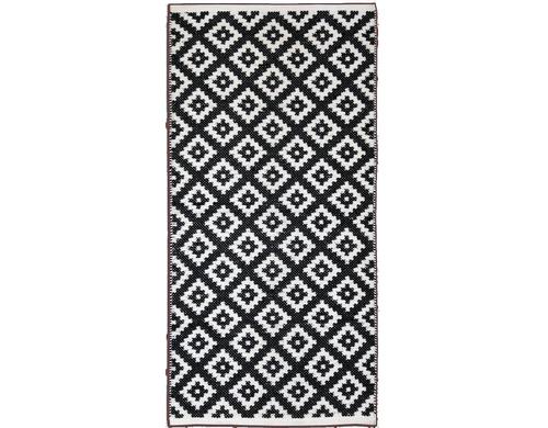 CHALET Teppich Corner Schwarz/Weiss Grösse: 140x70x2cm, 100% Baumwolle