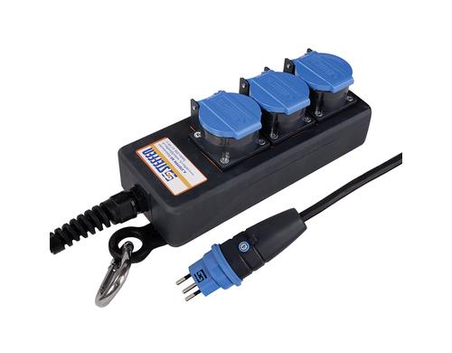 Steffen Steckdosenleiste Professional 3xT13 schwarz-blau, IP55, 3x1.5mm, 3m Kabel