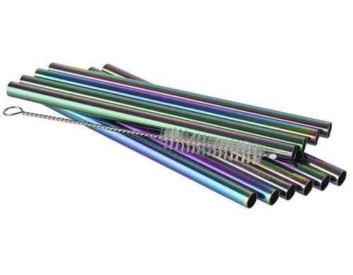 APS Trinkhalme 11er Set Ø 8 mm, Länge: 15 cm, Regenb.