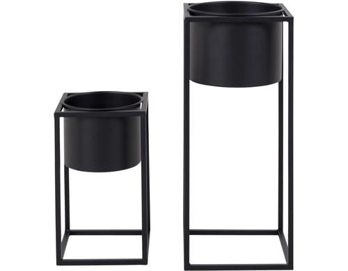 House Nordic Blumentopf Marla, 2 Stk. Schwarz, H: 31, 51cm