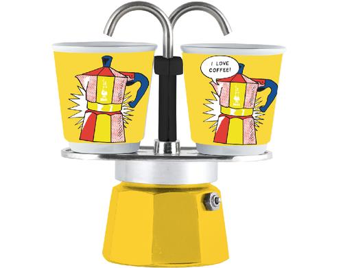 Bialetti Mini Express Lichtenstein 2 Tassen inkl. 2 Espressotassen