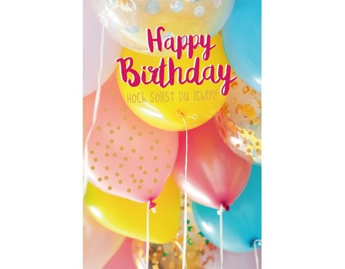 ABC Geburtstagskarte, farbige Ballons Format B6, 115 x 173 mm, mit Couvert