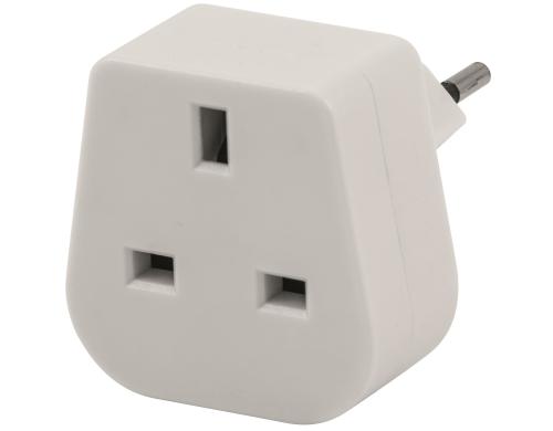 Reiseadapter 3 Pol CH-GB mit Sicherung Stecker CH / Buchse GB