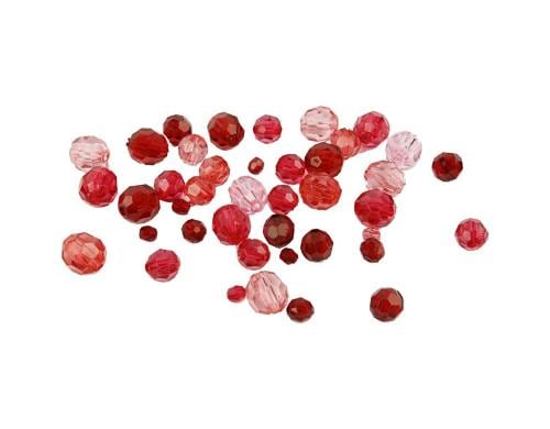 Creativ Company Facettenperlen rot, Grösse: 4-12 mm, 50g, 170 Stück