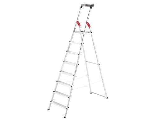 HAILO 8 Stufen, mit Arbeitsschale Alu Haushaltsleiter L60
