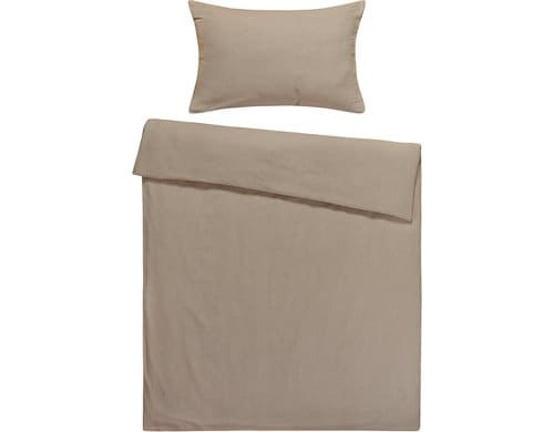 Flair Bettwäsche-Set Seersucker Taupe 160x210 cm + 65X100 cm, 100 % BW