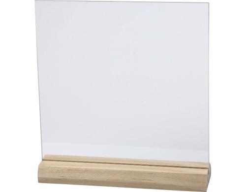 Creativ Company Glasplatte mit Holzständer 10 Sets, 15.5 x 15.5 cm, 28 mm