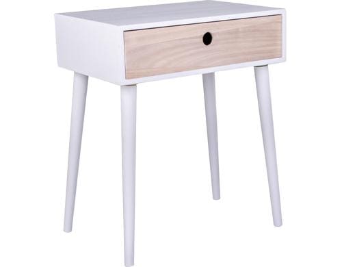 House Nordic Nachttisch Parma weiss Paulownia, 1 Schublade