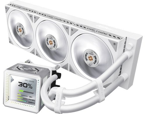 ASRock Steel Legend 360 LCD Liquid CPU Cooler, 3.4 LCD, 3x120mm ARGB