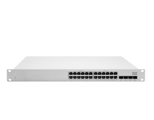 Meraki MS250-24P: 24 Port Cloud Managed SW 24xGE, 24xPoE+ (370W), 4xSFP+ 10G, 2x PWR
