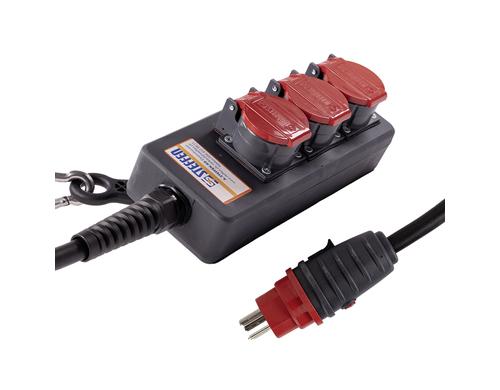 Steffen Steckdosenleiste Professional 3xT25 schwarz-rot, IP55, 5x2.5mm, 3m Kabel