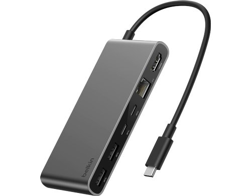 BELKIN Connect 8-in-1 USB-C Hub Dual USB-C Ports, Silber