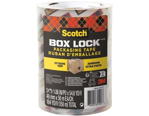 3M Scotch Box Lock Verpackungsklebeband 48 mm x 50 m, 3 Rollen