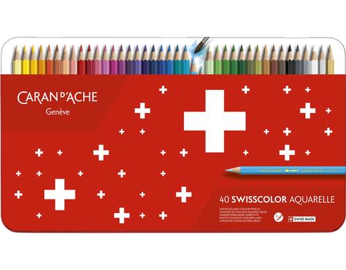 Caran dAche Farbstifte Swisscolor 40 Stk Wasservermalbar, Metallschachtel, FSC