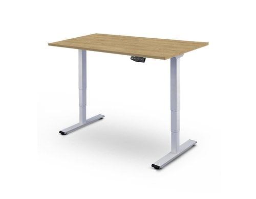 Contini Tisch höhenverstellbar Eiche Tischplatte 1.8x 0.8 m, Gestell weiss