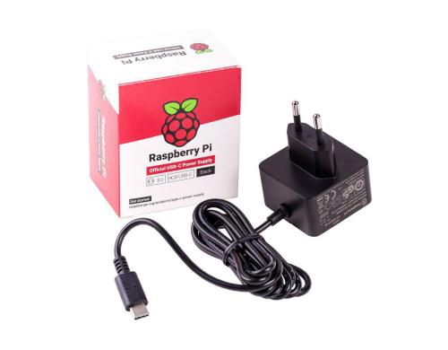 Offizielles Raspberry Pi 4 Netzteil 5.1Volt, 3 Ampere mit USB-C, schwarz