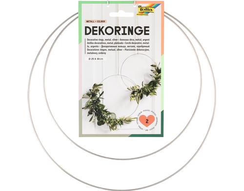 Folia Metallringe Silber 2 Stück, 25 + 30 cm