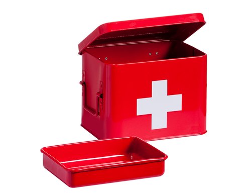 Zeller Present Medikamentenbox Metall, 21.5x16x16 cm, Rot