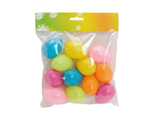 G. Wurm Ostereier-Set, 12 Stück, Bunt Kunststoff, Eier 4 x 6 x 4 cm