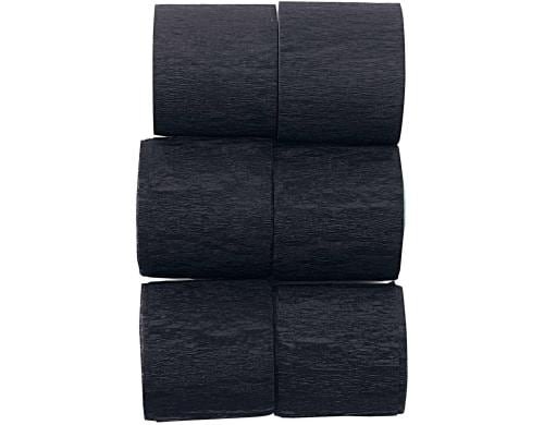Rico Design Kreppbänder schwarz 6 Rollen, 3.5 cm x 10 m