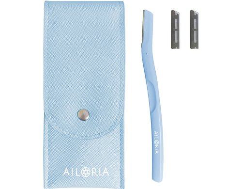 Ailoria Gesichtsrasierer Glow Touch Acqua Bliss mit Etui, 2 Ersatzklingen