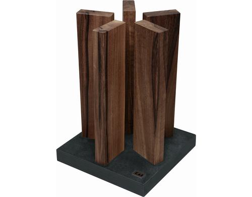 Kai Magnet-Messerblock Stonehenge unbestückt, Walnussholz und Granitplatte