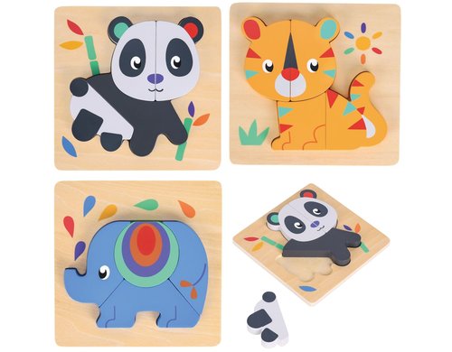 Puzzle-Set mit Panda, Elefant, Giraffe