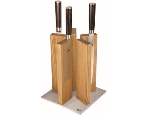 Kai Magnet-Messerblock Stonehenge unbestückt, Eichenholz, Edelstahlplatte