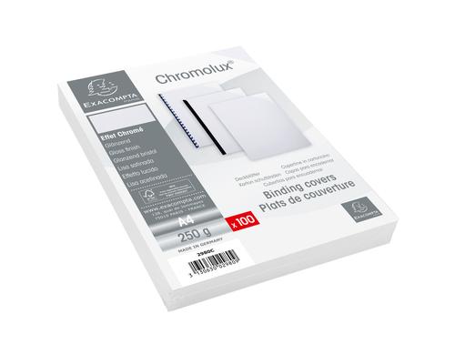 Exacompta Einbanddeckel Chromolux 250g/m², Packung 100 Stk, Farbe Weiss