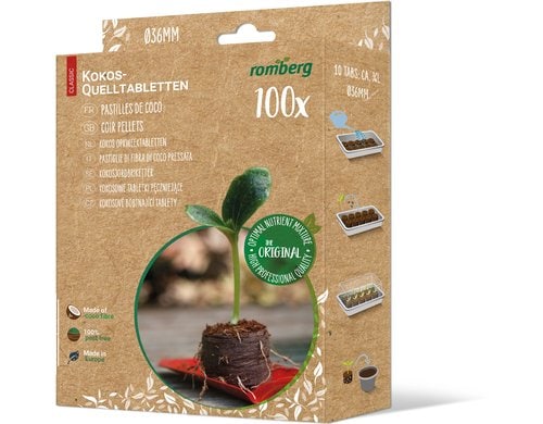 100 Kokos-Quelltabletten 36 mm Ø, Faltschachte