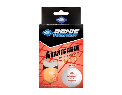 DONIC Schildkröt 3-Stern Avantgarde Ball Poly 40+, 6 Stk, 3x weiss, 3x orange