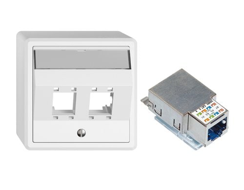 Feller EDIZIOliv AP-Netzwerkdose 2x RJ45 Kat6A, geschirmt, R&M freenet Module Snapfi