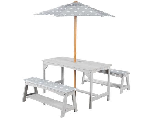 Kindersitzgruppe mit Sitzauflage und Schirm Grau