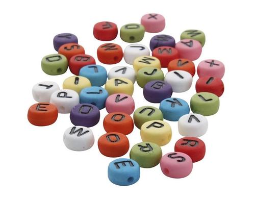 Creativ Company Buchstabenperlen farbig, 7 mm, L-Grösse: 1.2 mm, 500 Gramm